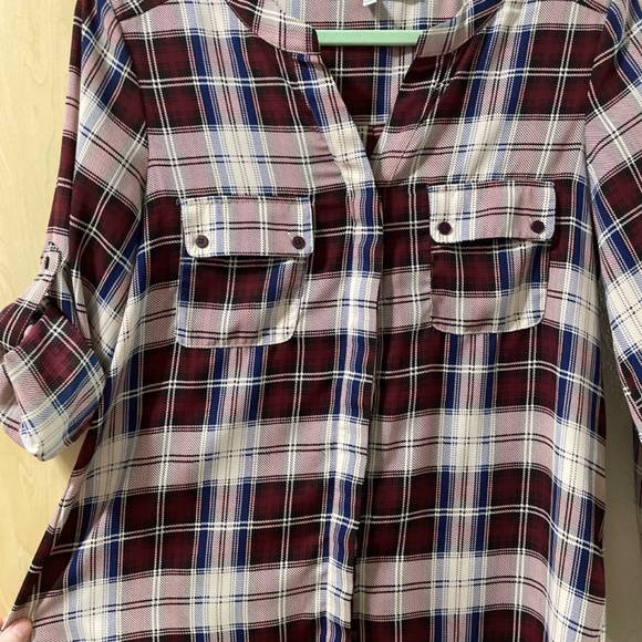 Women Medium Lightweight Plaid Casual to Career Blouse Button Down Shirt - Picture 4 of 8